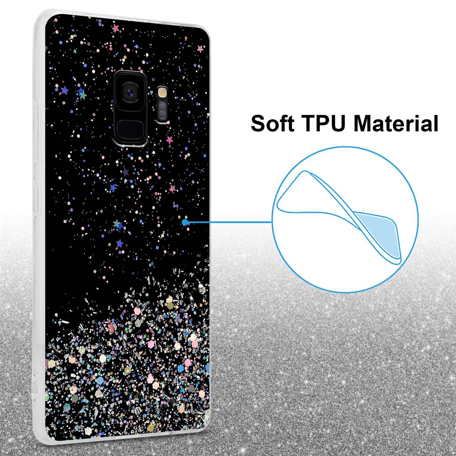 Cadorabo Hülle für Samsung Galaxy S9 Schutz Hülle in Schwarz Handyhülle TPU Etui Glitter Cover Case Glitzer-3