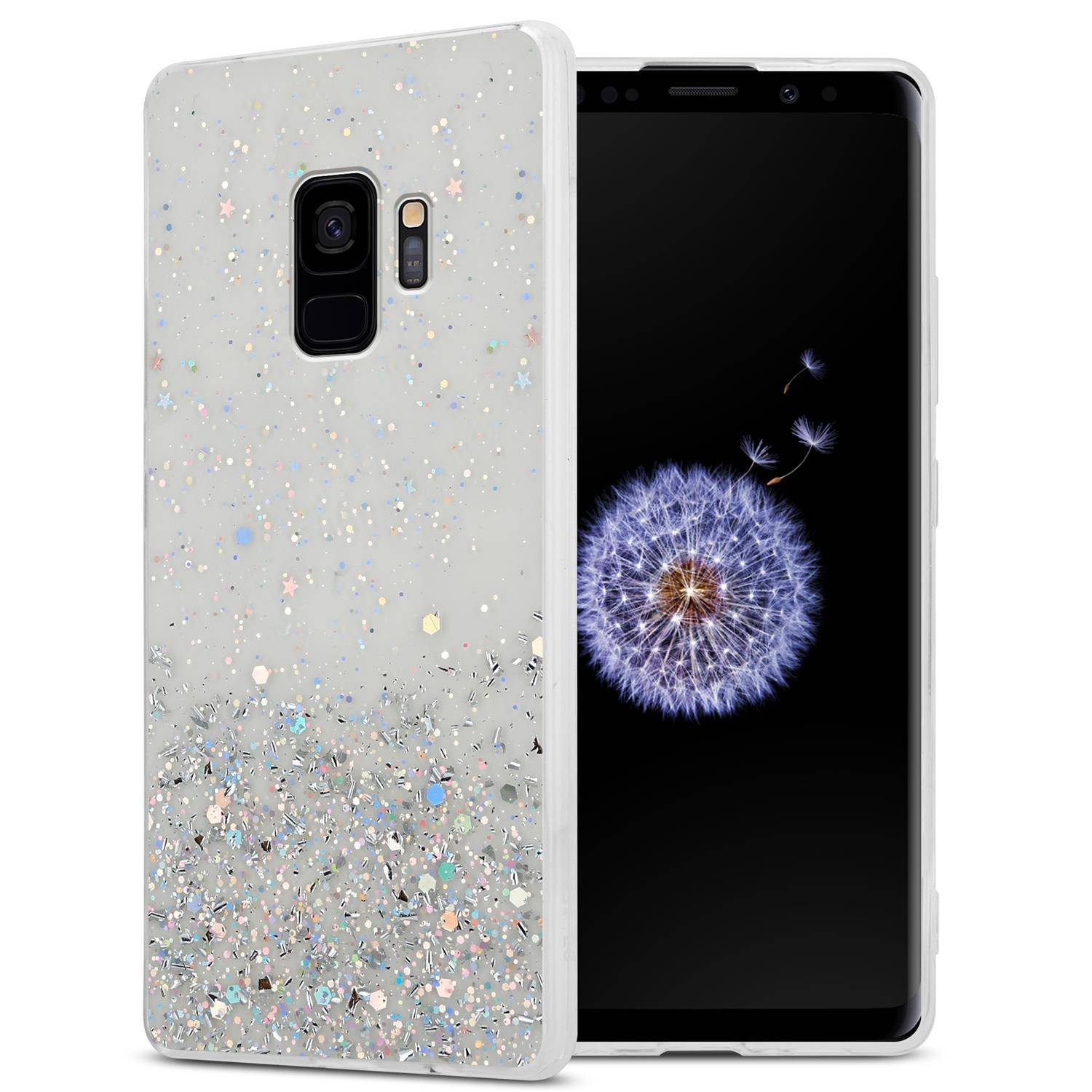 Cadorabo Hülle für Samsung Galaxy S9 Schutz Hülle in Transparent Handyhülle TPU Etui Glitter Cover Case Glitzer-0