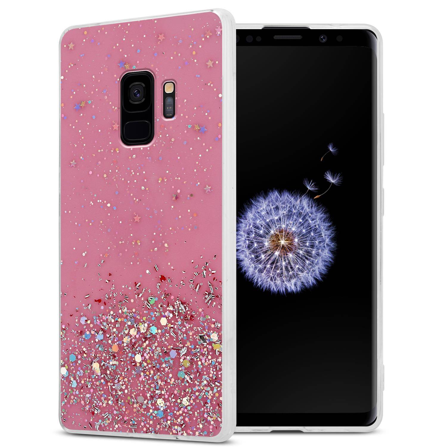 Cadorabo Hülle für Samsung Galaxy S9 Schutz Hülle in Rosa Handyhülle TPU Etui Glitter Cover Case Glitzer-0