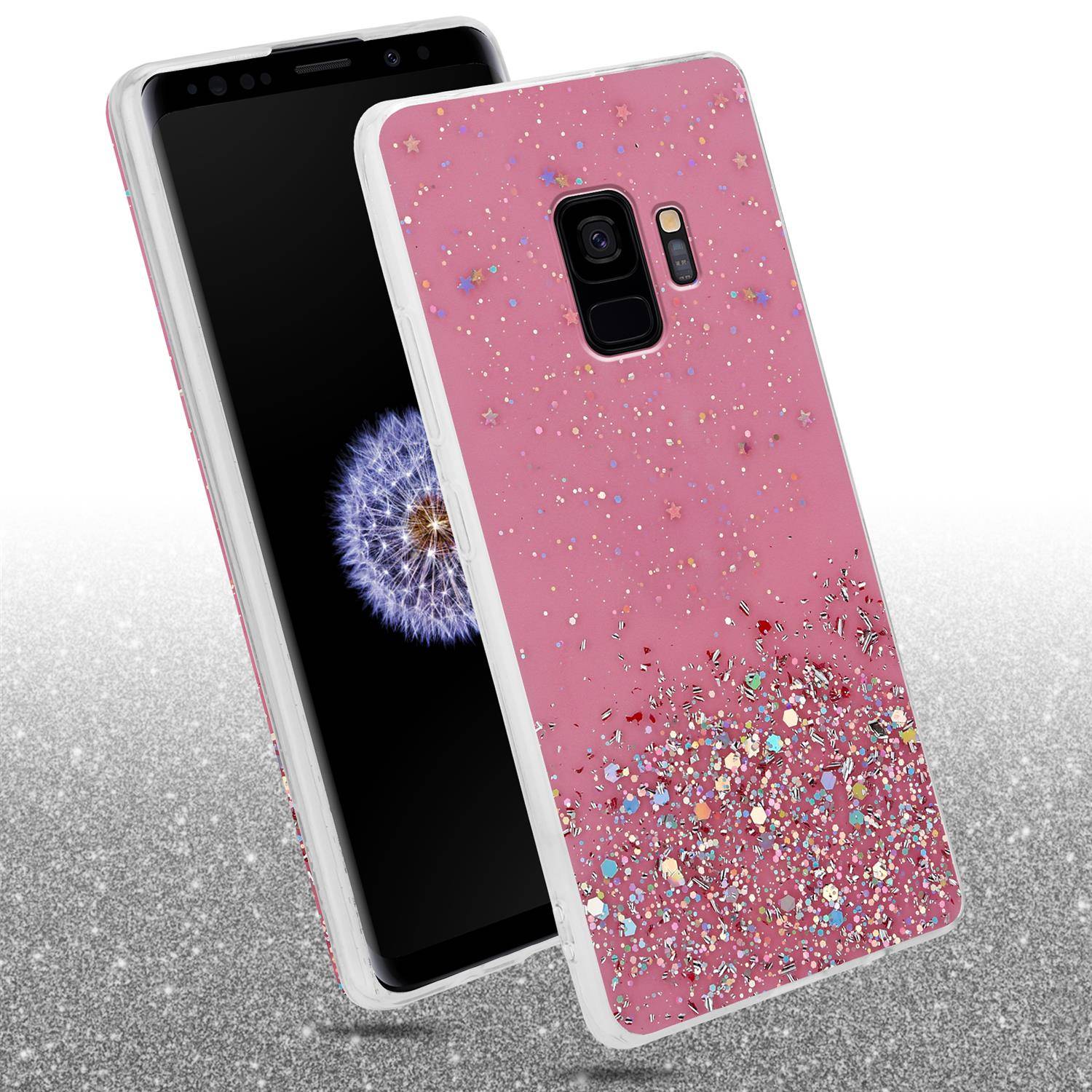 Cadorabo Hülle für Samsung Galaxy S9 Schutz Hülle in Rosa Handyhülle TPU Etui Glitter Cover Case Glitzer-2
