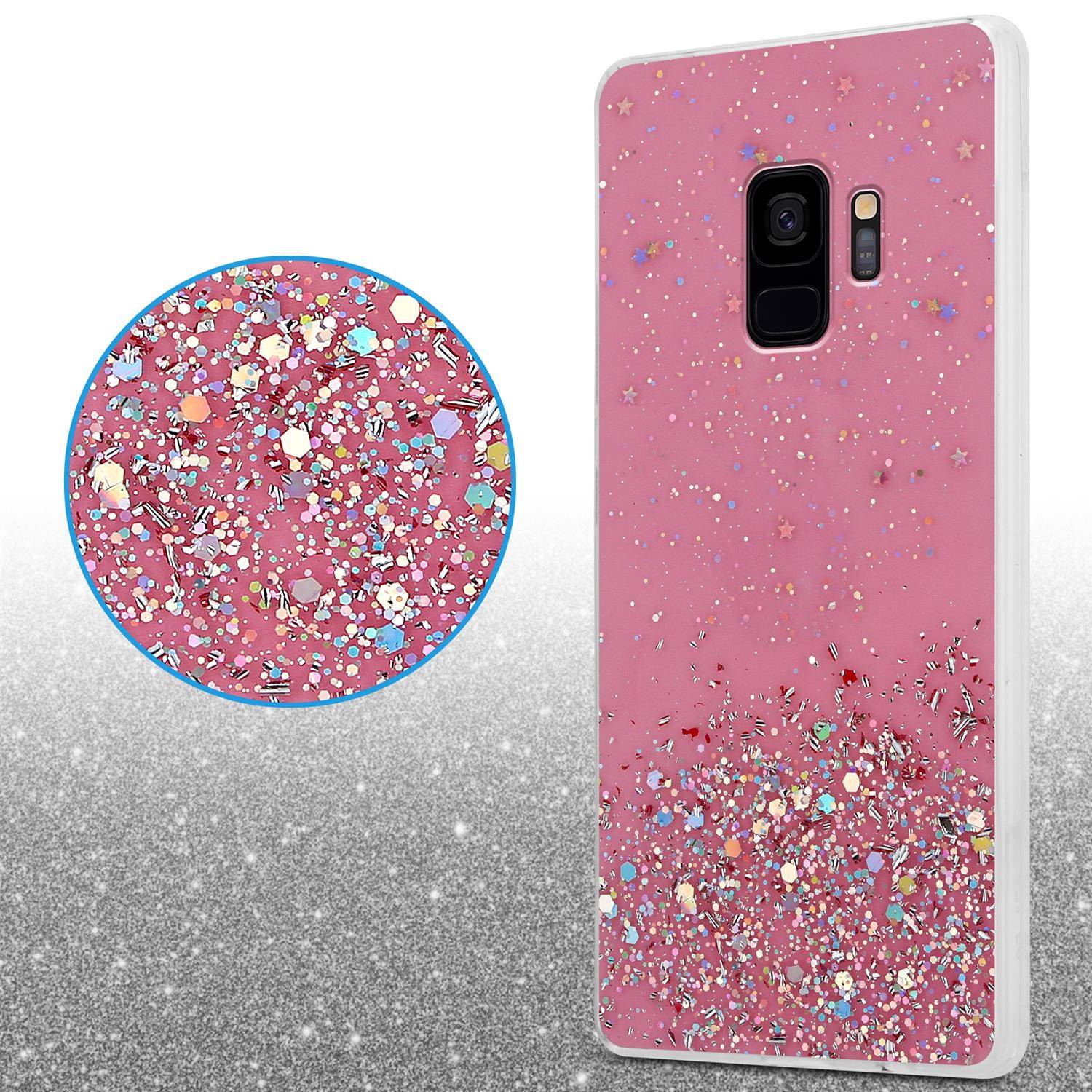 Cadorabo Hülle für Samsung Galaxy S9 Schutz Hülle in Rosa Handyhülle TPU Etui Glitter Cover Case Glitzer-4