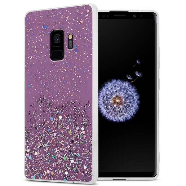 Cadorabo Hülle für Samsung Galaxy S9 Schutz Hülle in Lila Handyhülle TPU Etui Glitter Cover Case Glitzer