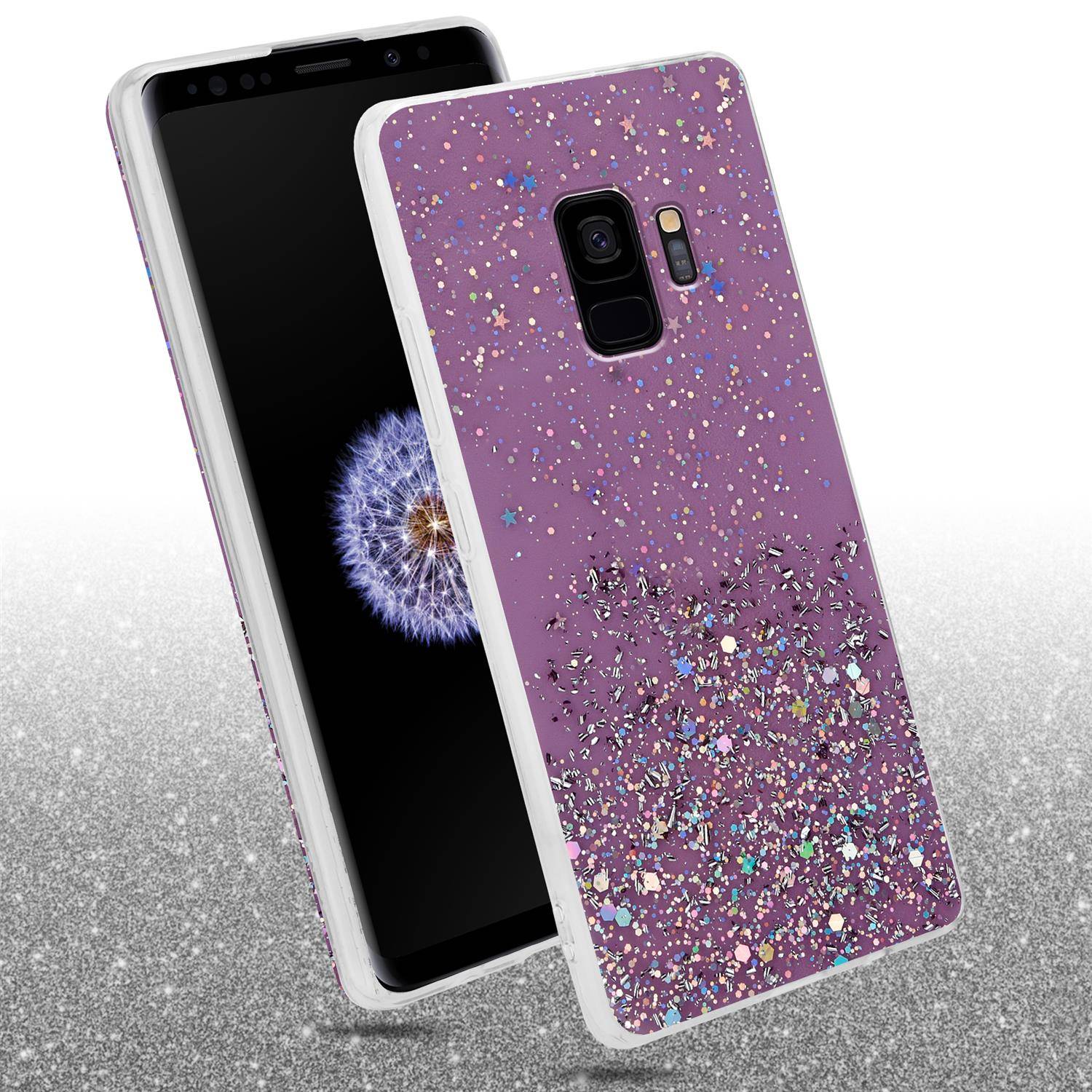 Cadorabo Hülle für Samsung Galaxy S9 Schutz Hülle in Lila Handyhülle TPU Etui Glitter Cover Case Glitzer-2