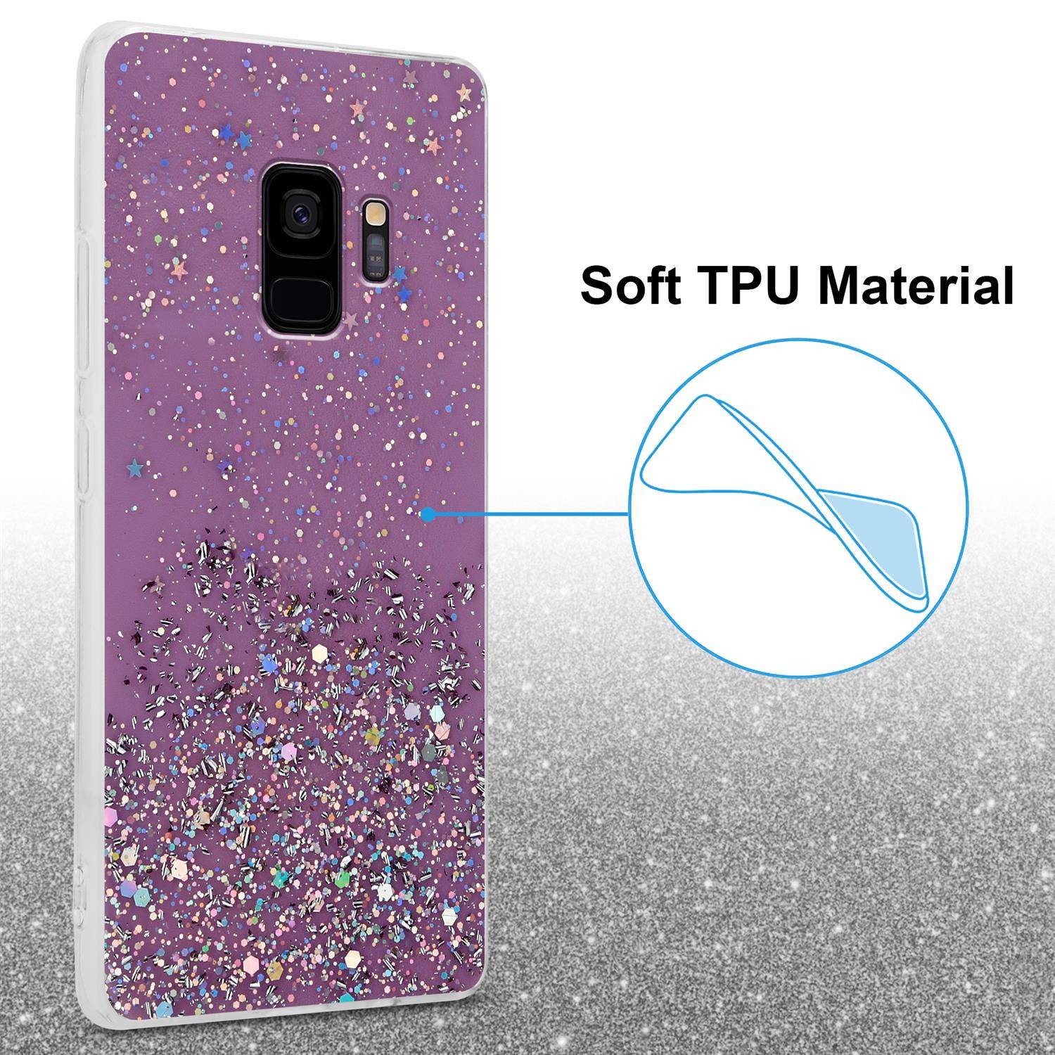 Cadorabo Hülle für Samsung Galaxy S9 Schutz Hülle in Lila Handyhülle TPU Etui Glitter Cover Case Glitzer-3