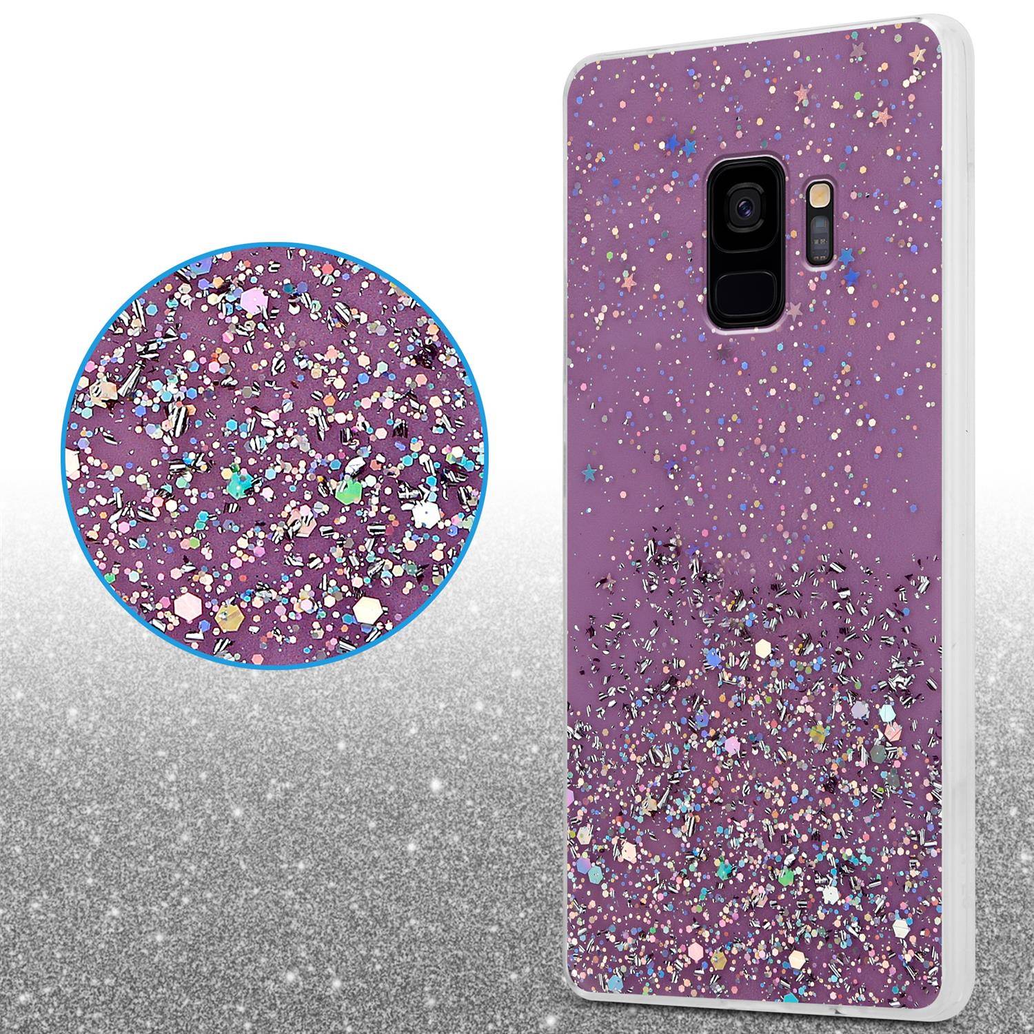 Cadorabo Hülle für Samsung Galaxy S9 Schutz Hülle in Lila Handyhülle TPU Etui Glitter Cover Case Glitzer-4