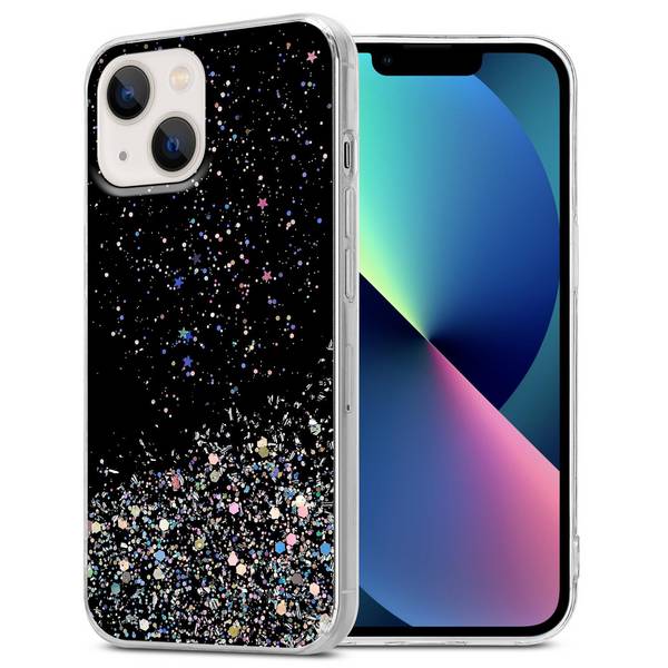 Cadorabo Hülle für Apple iPhone 13 Schutz Hülle in Schwarz Handyhülle TPU Etui Glitter Cover Case Glitzer