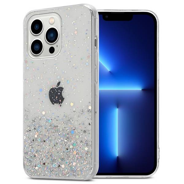 Cadorabo Hülle für Apple iPhone 13 PRO Schutz Hülle in Transparent Handyhülle TPU Etui Glitter Cover Case Glitzer
