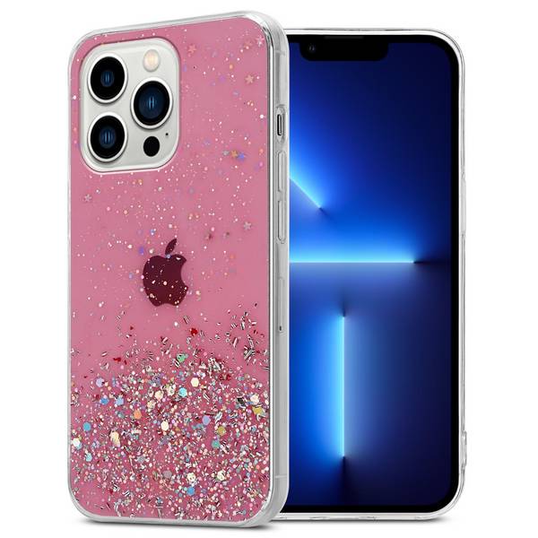 Cadorabo Hülle für Apple iPhone 13 PRO Schutz Hülle in Rosa Handyhülle TPU Etui Glitter Cover Case Glitzer
