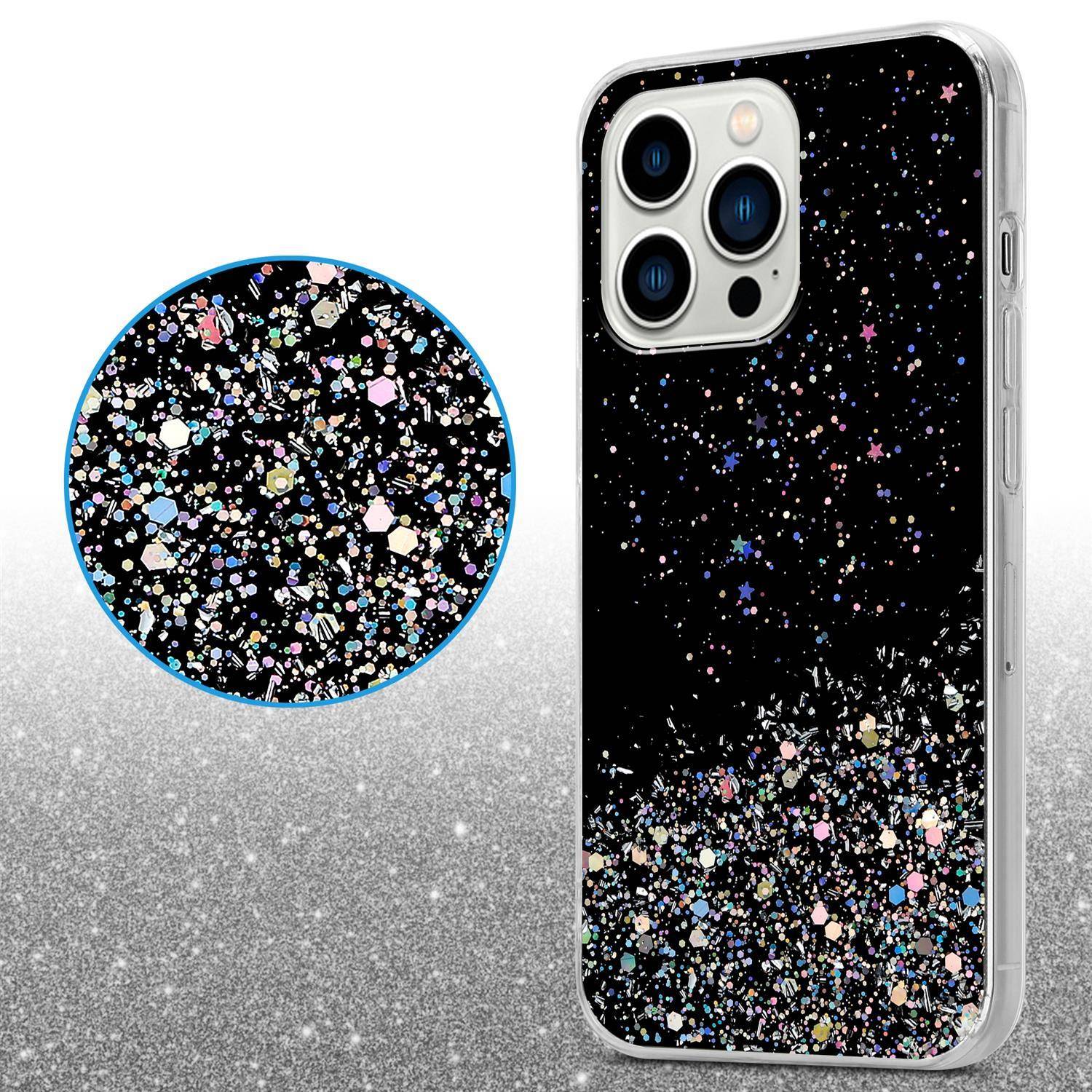 Cadorabo Hülle für Apple iPhone 13 PRO MAX Schutz Hülle in Schwarz Handyhülle TPU Etui Glitter Cover Case Glitzer-4