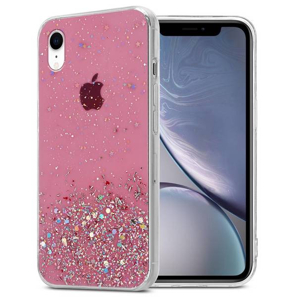 Cadorabo Hülle für Apple iPhone XR Schutz Hülle in Rosa Handyhülle TPU Etui Glitter Cover Case Glitzer