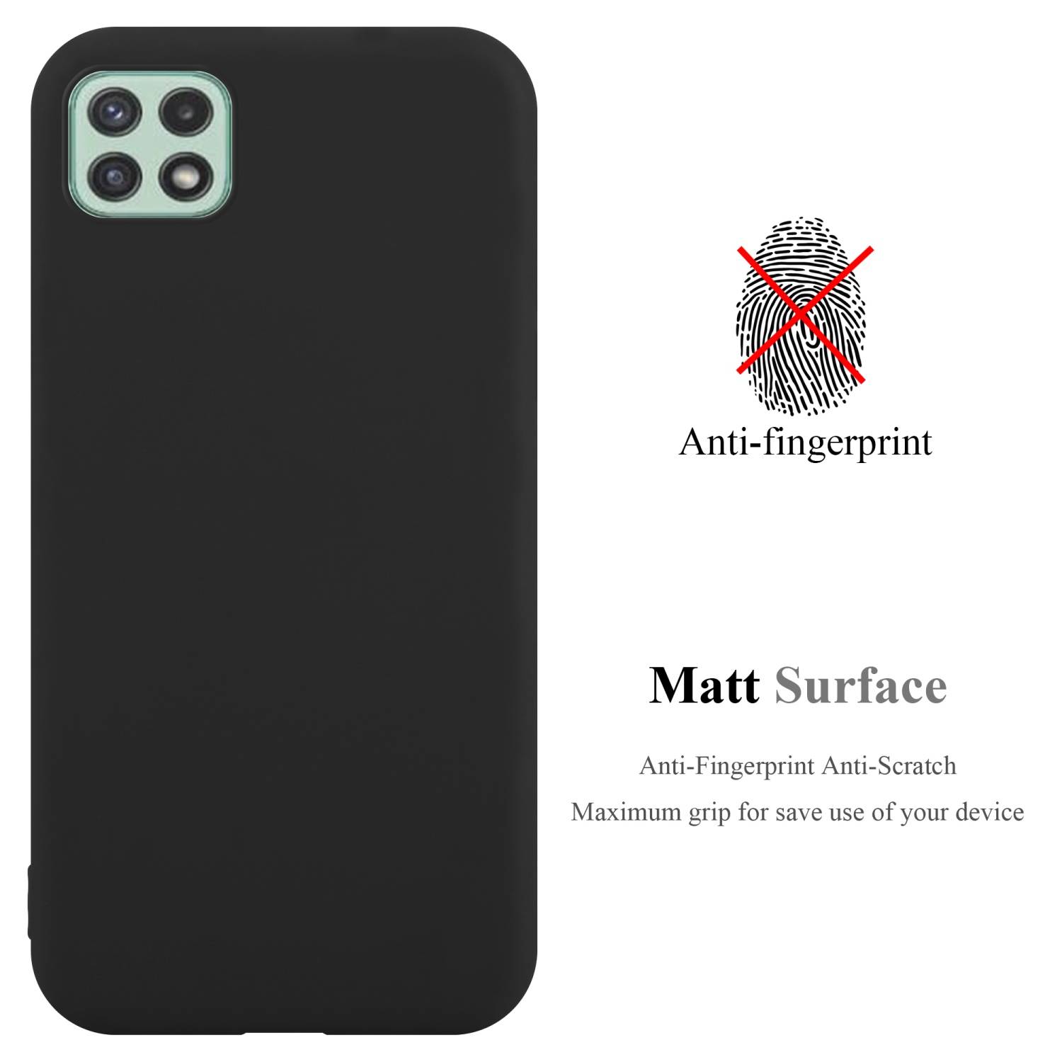 Cadorabo Hülle für Samsung Galaxy A22 5G Schutzhülle in Schwarz Handyhülle TPU Silikon Etui Case Cover-1