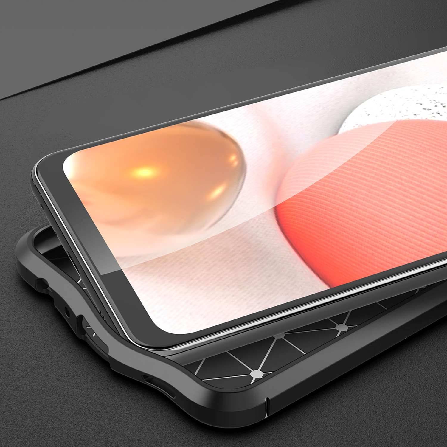 Cadorabo Hülle für Samsung Galaxy A32 5G Schutzhülle in Schwarz Handyhülle TPU Etui Kunstleder-Applikation-1