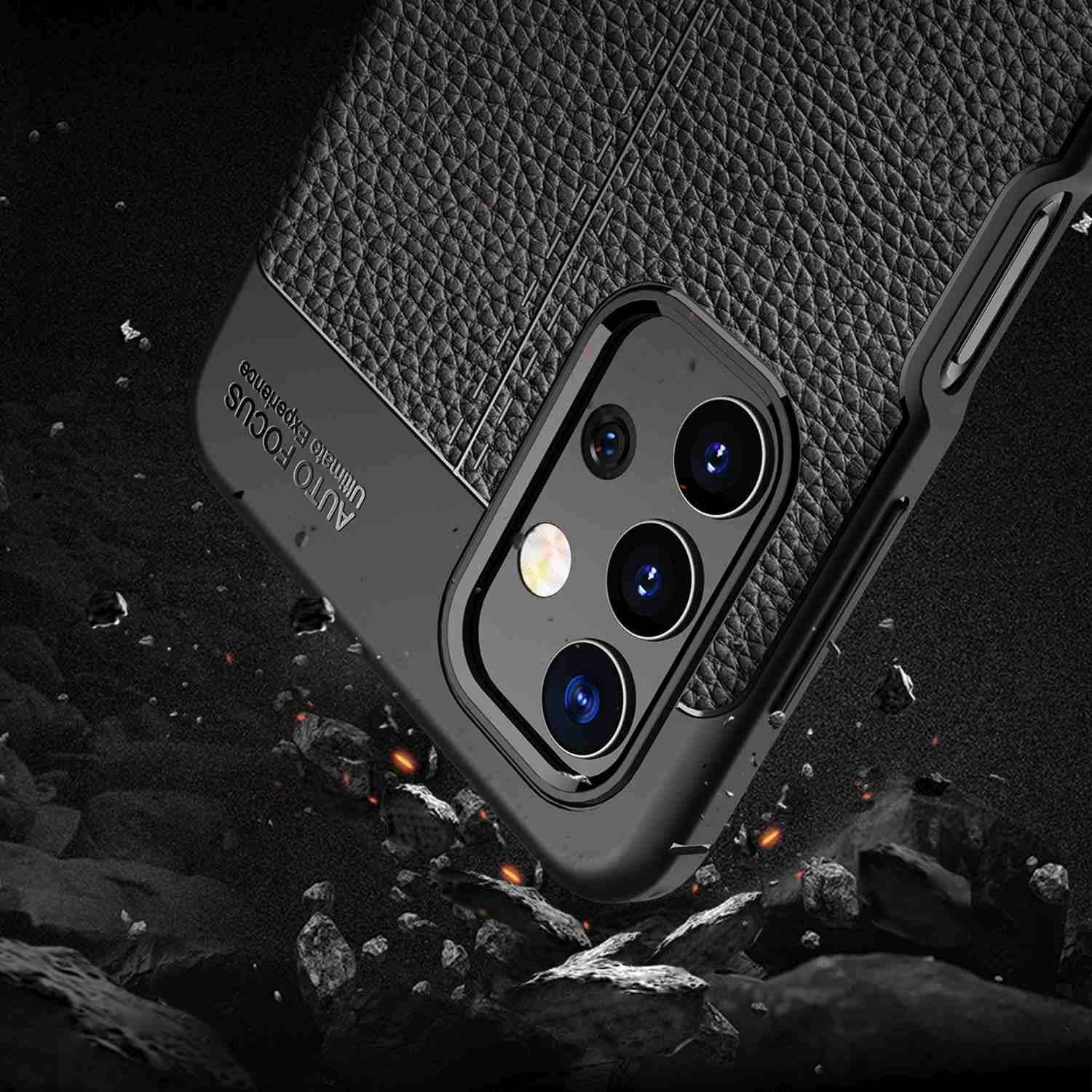 Cadorabo Hülle für Samsung Galaxy A32 5G Schutzhülle in Schwarz Handyhülle TPU Etui Kunstleder-Applikation-2
