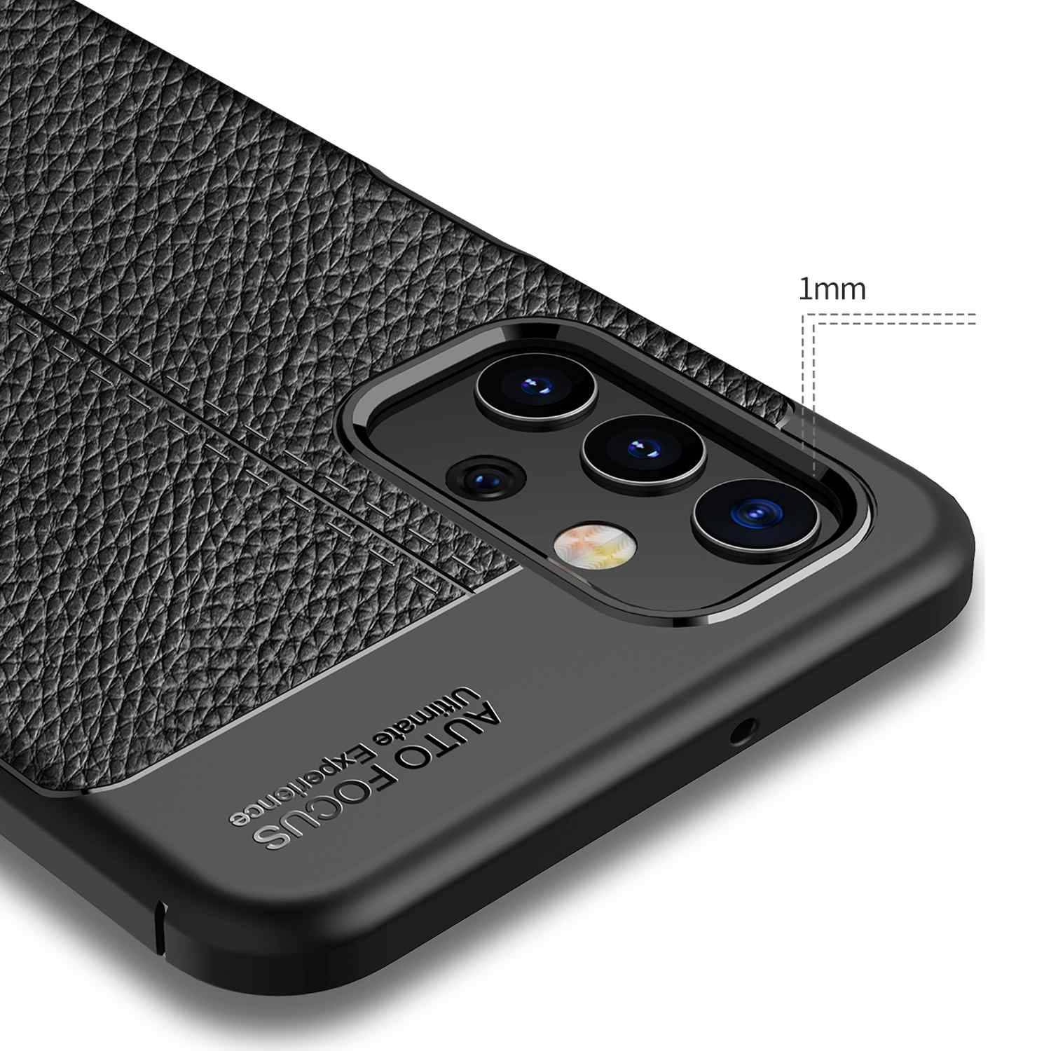 Cadorabo Hülle für Samsung Galaxy A32 5G Schutzhülle in Schwarz Handyhülle TPU Etui Kunstleder-Applikation-3