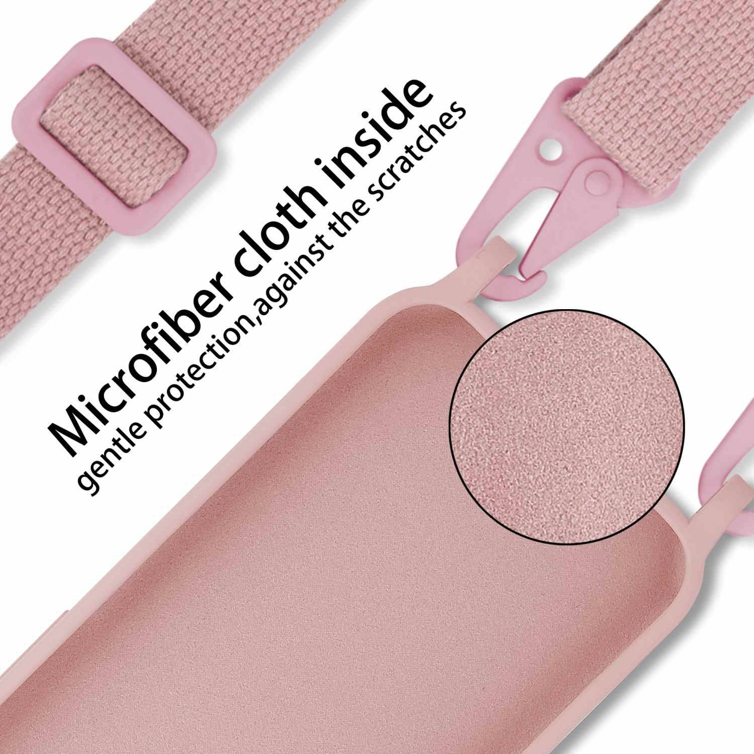 Cadorabo Schutzhülle für Samsung Galaxy A52 (4G / 5G) / A52s Hülle in Rosa Handykette Etui längenverstellbar Kordel Band-4