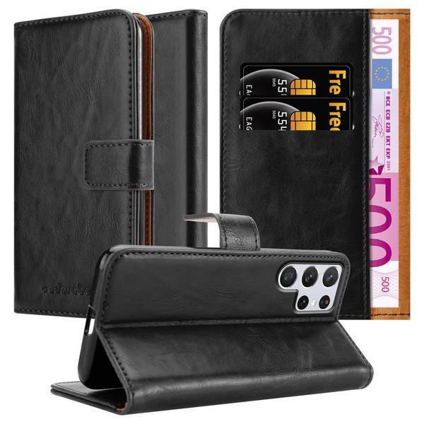 Cadorabo Hülle für Samsung Galaxy S22 ULTRA Schutzhülle in Schwarz Handyhülle Book Tasche Case Etui Luxury