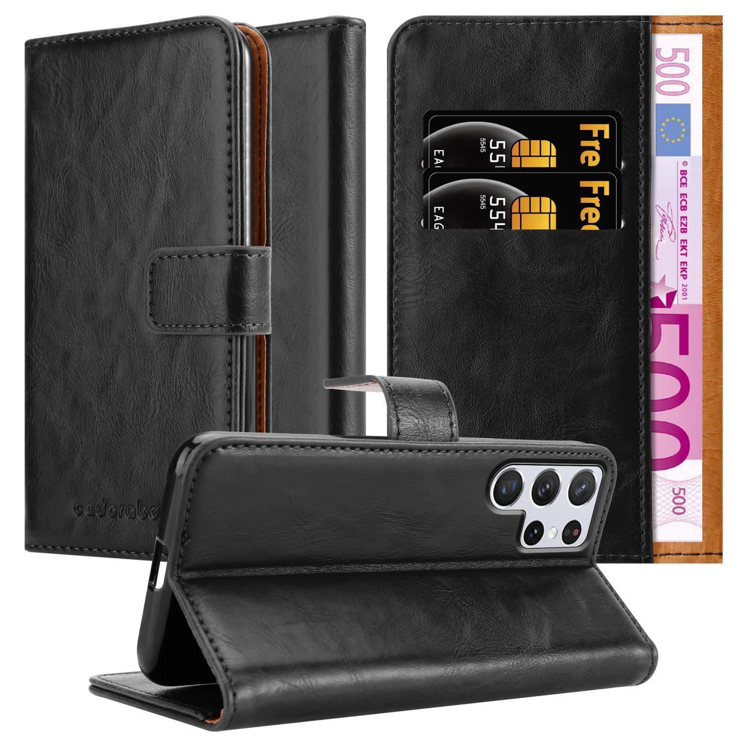 Cadorabo Hülle für Samsung Galaxy S22 ULTRA Schutzhülle in Schwarz Handyhülle Book Tasche Case Etui Luxury-0