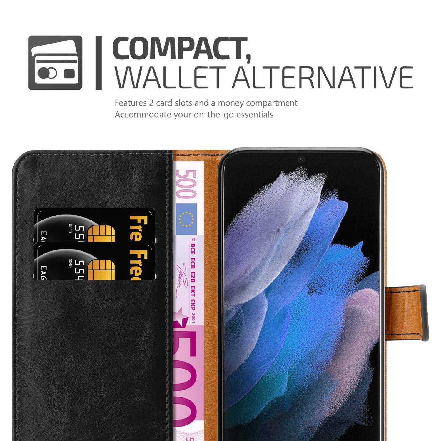 Cadorabo Hülle für Samsung Galaxy S22 ULTRA Schutzhülle in Schwarz Handyhülle Book Tasche Case Etui Luxury-2