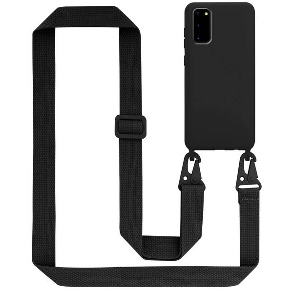 Cadorabo Schutzhülle für Samsung Galaxy S20 Hülle in Schwarz Handykette Etui längenverstellbar Kordel Band