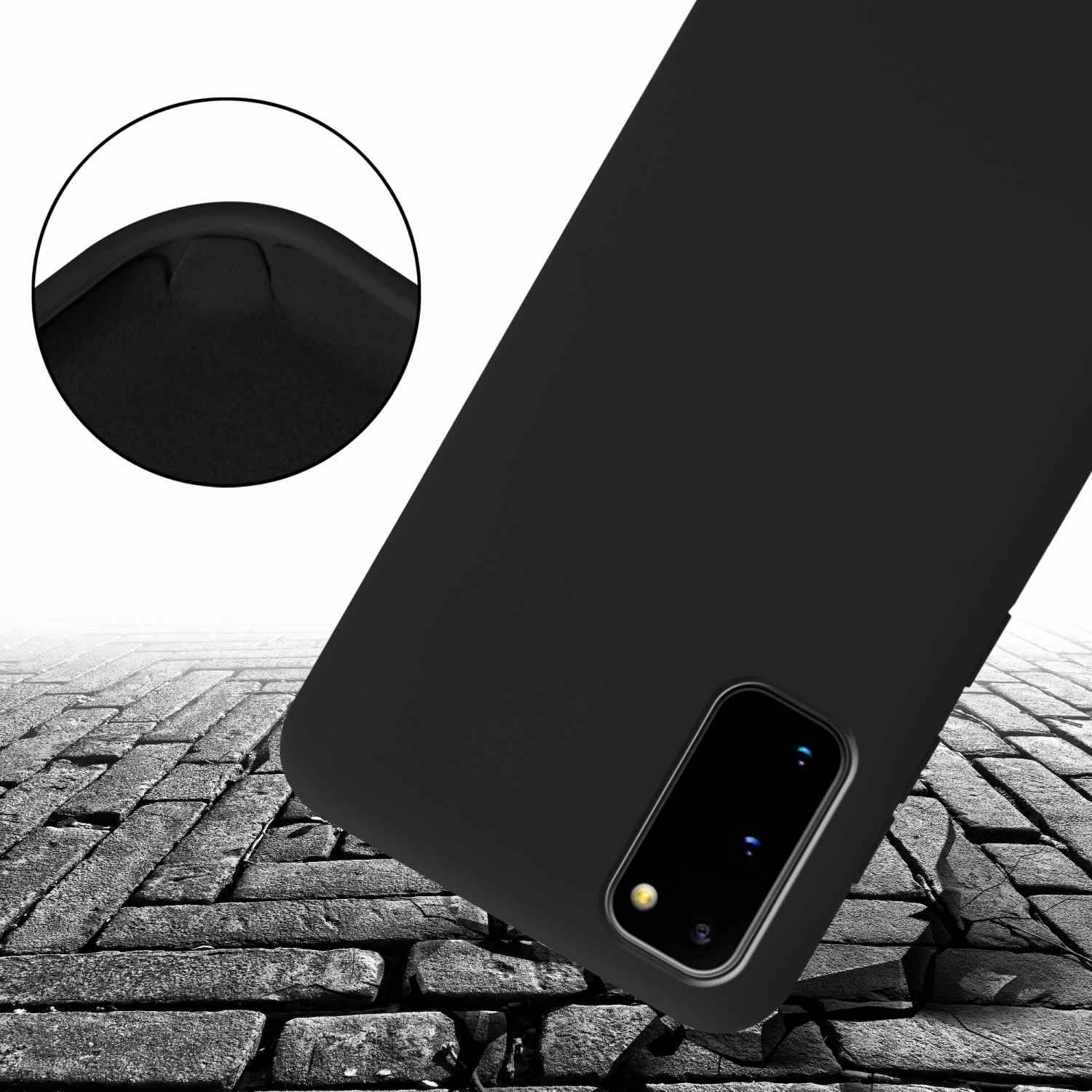 Cadorabo Schutzhülle für Samsung Galaxy S20 Hülle in Schwarz Handykette Etui längenverstellbar Kordel Band-3
