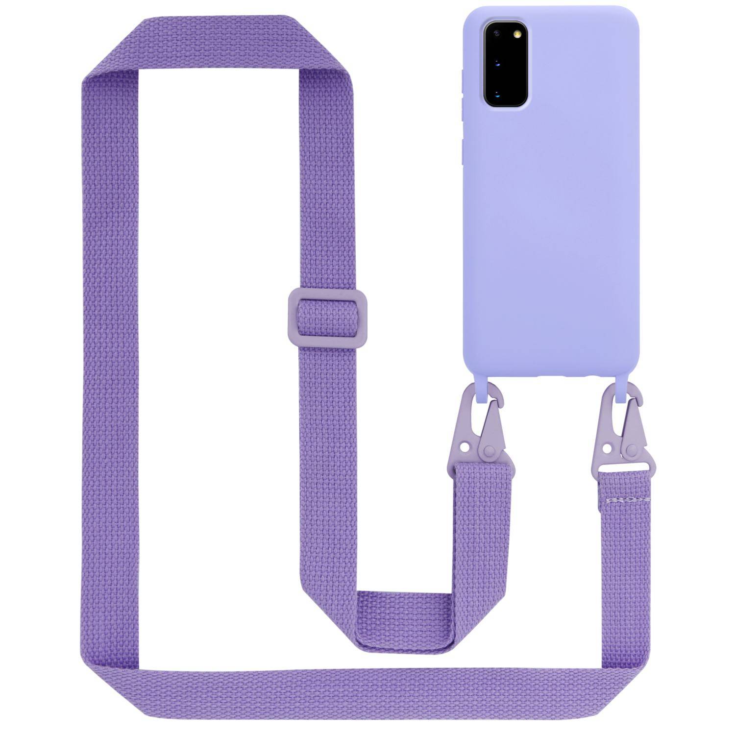 Cadorabo Schutzhülle für Samsung Galaxy S20 Hülle in Lila Handykette Etui längenverstellbar Kordel Band-0