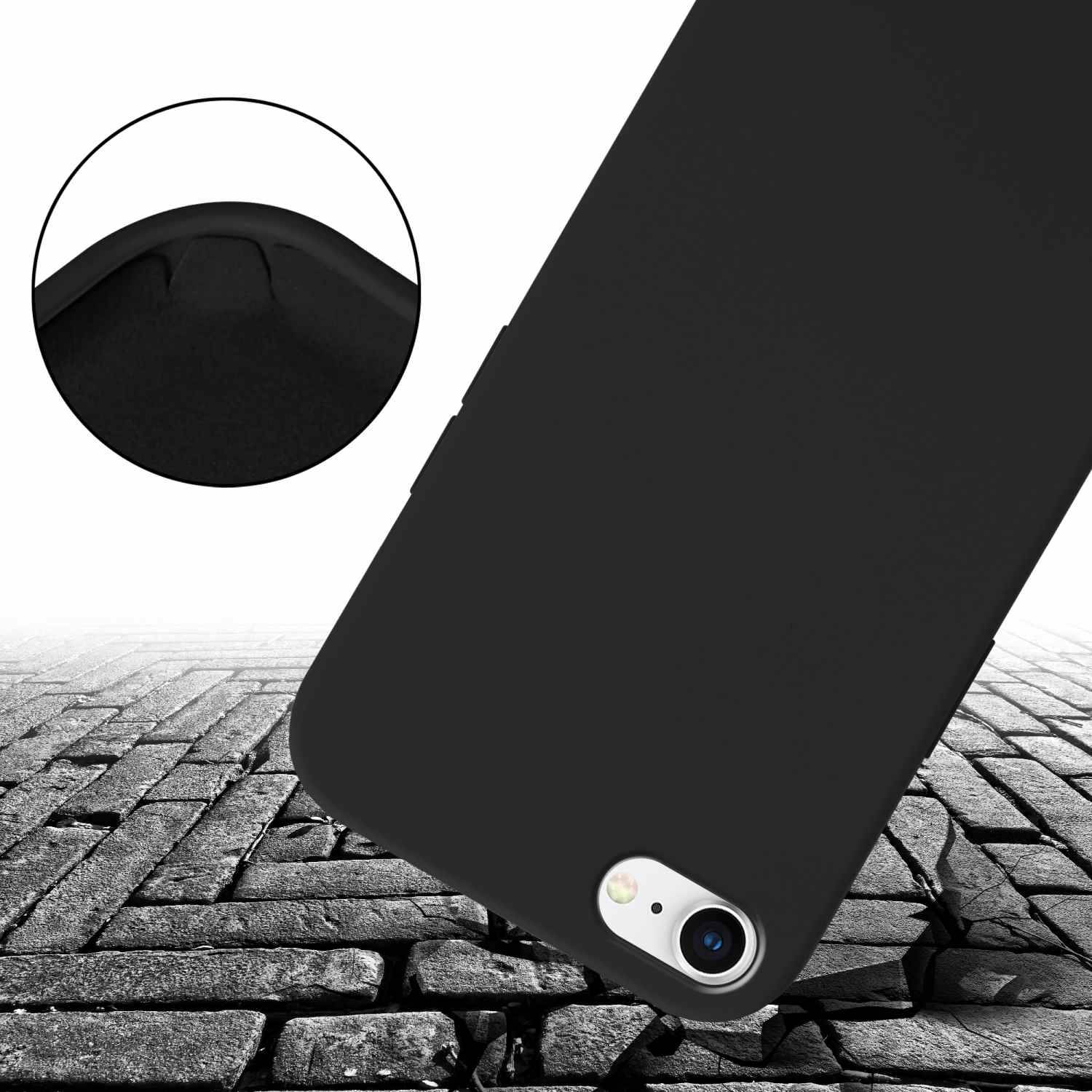 Cadorabo Schutzhülle für Apple iPhone 7 / 7S / 8 / SE 2020 Hülle in Schwarz Handykette Etui längenverstellbar Kordel-4