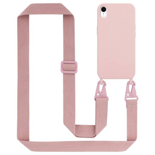Cadorabo Schutzhülle für Apple iPhone XR Hülle in Rosa Handykette Etui längenverstellbar Kordel Band