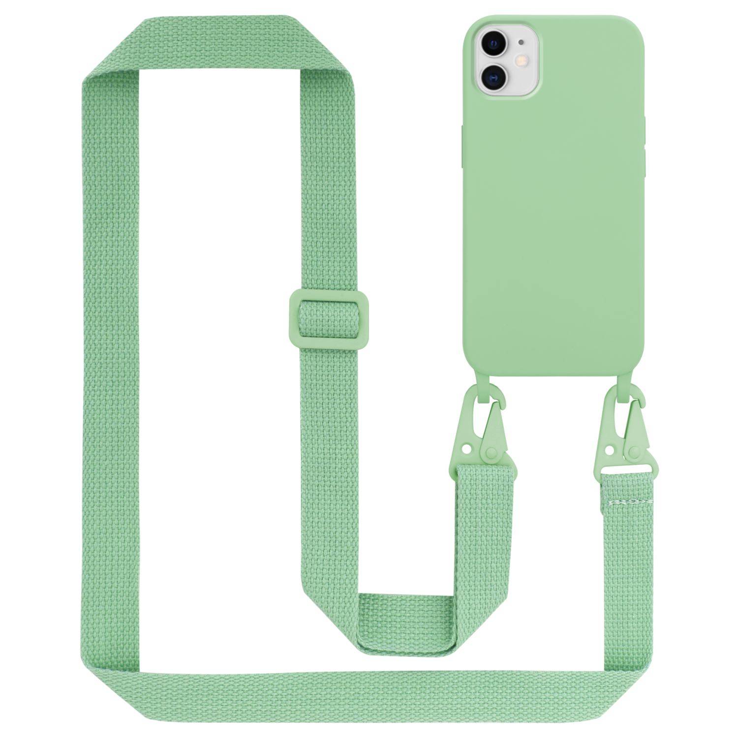 Cadorabo Schutzhülle für Apple iPhone 11 Hülle in Grün Handykette Etui längenverstellbar Kordel Band-0