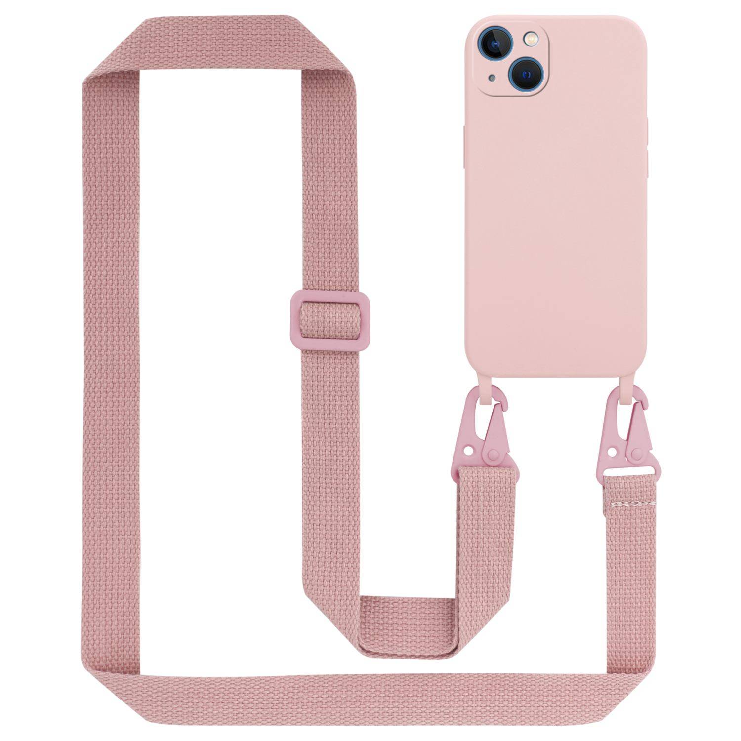Cadorabo Schutzhülle für Apple iPhone 13 Hülle in Rosa Handykette Etui längenverstellbar Kordel Band-0