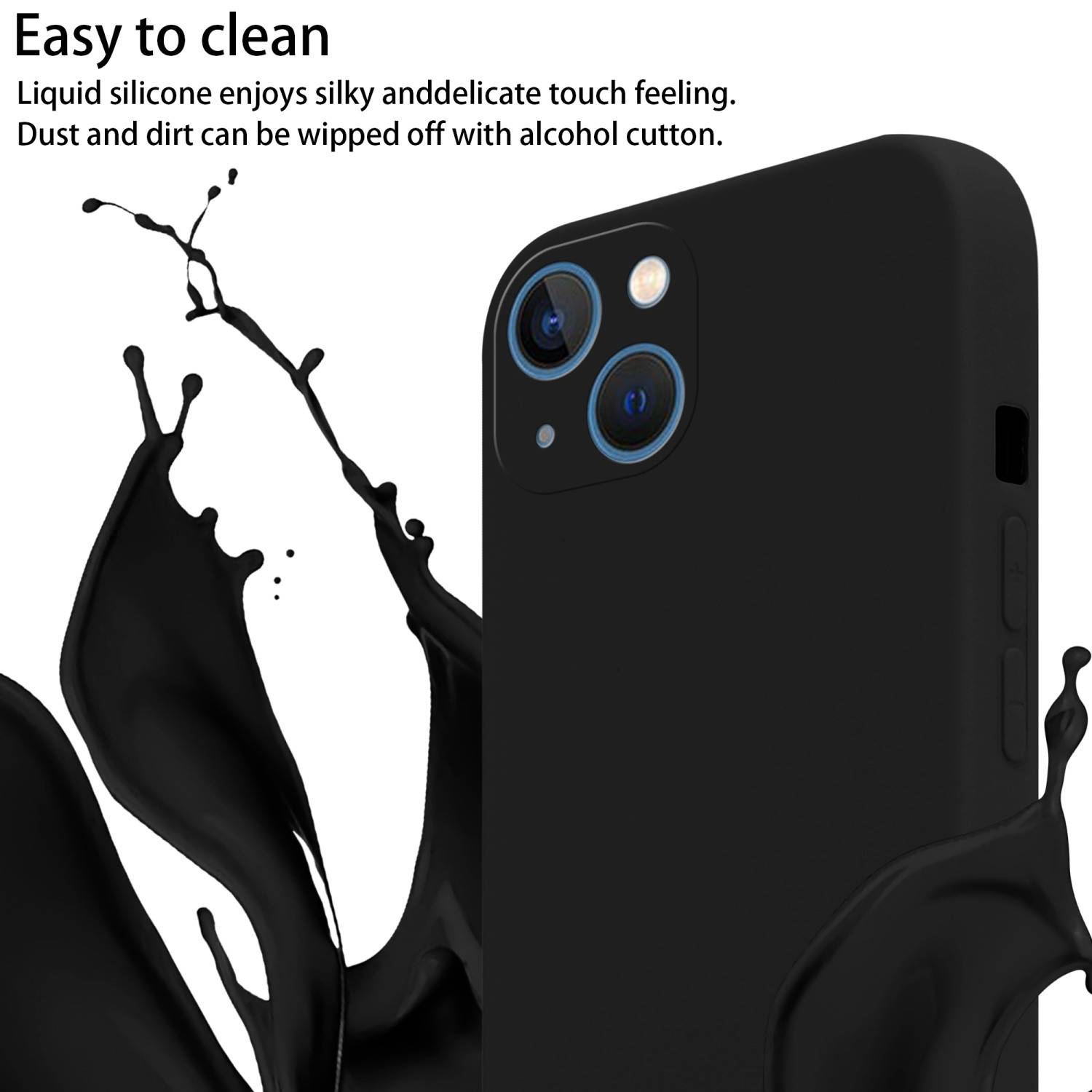 Cadorabo Schutzhülle für Apple iPhone 13 Hülle in Schwarz Handykette Etui längenverstellbar Kordel Band-1