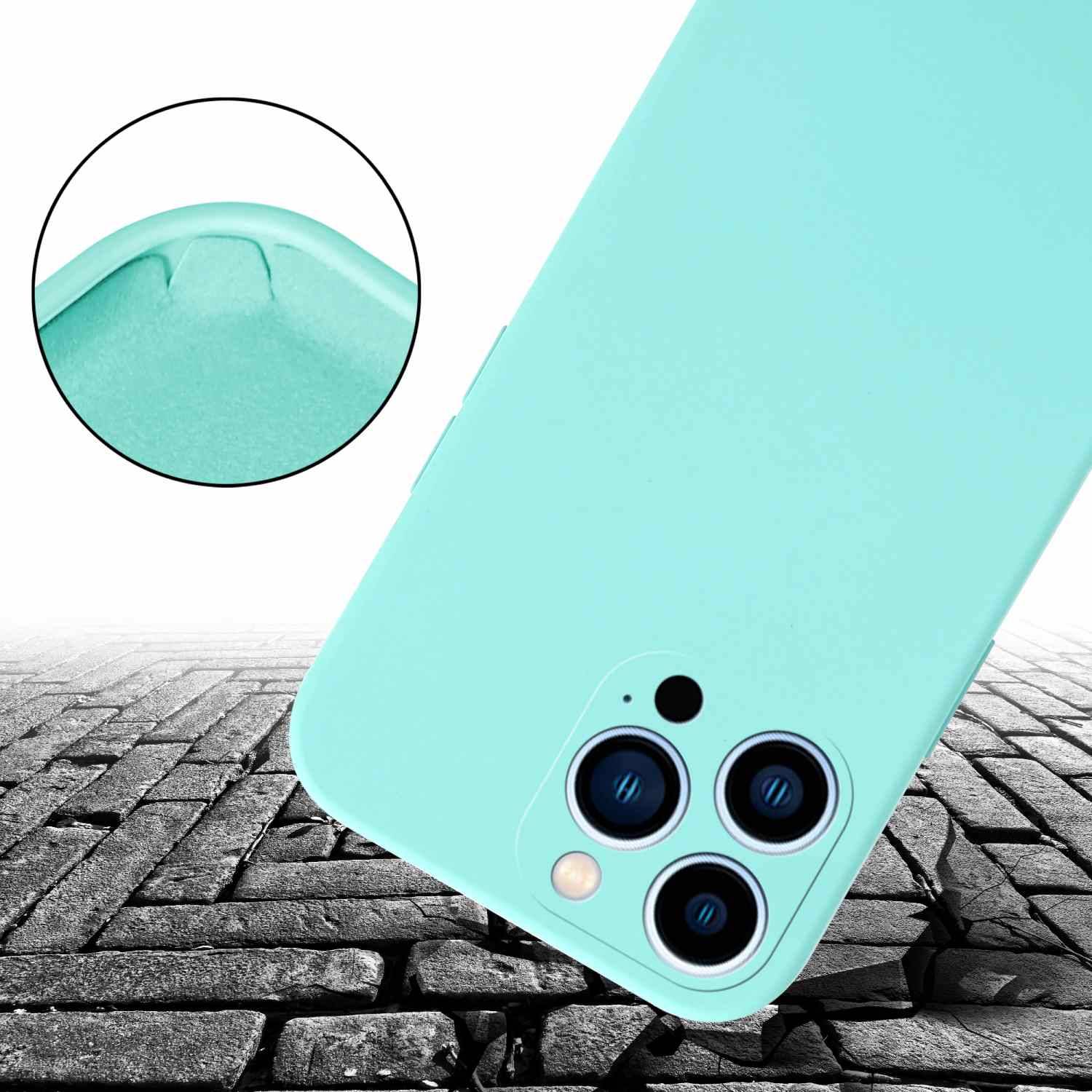 Cadorabo Schutzhülle für Apple iPhone 13 PRO MAX Hülle in Türkis Handykette Etui längenverstellbar Kordel Band-2