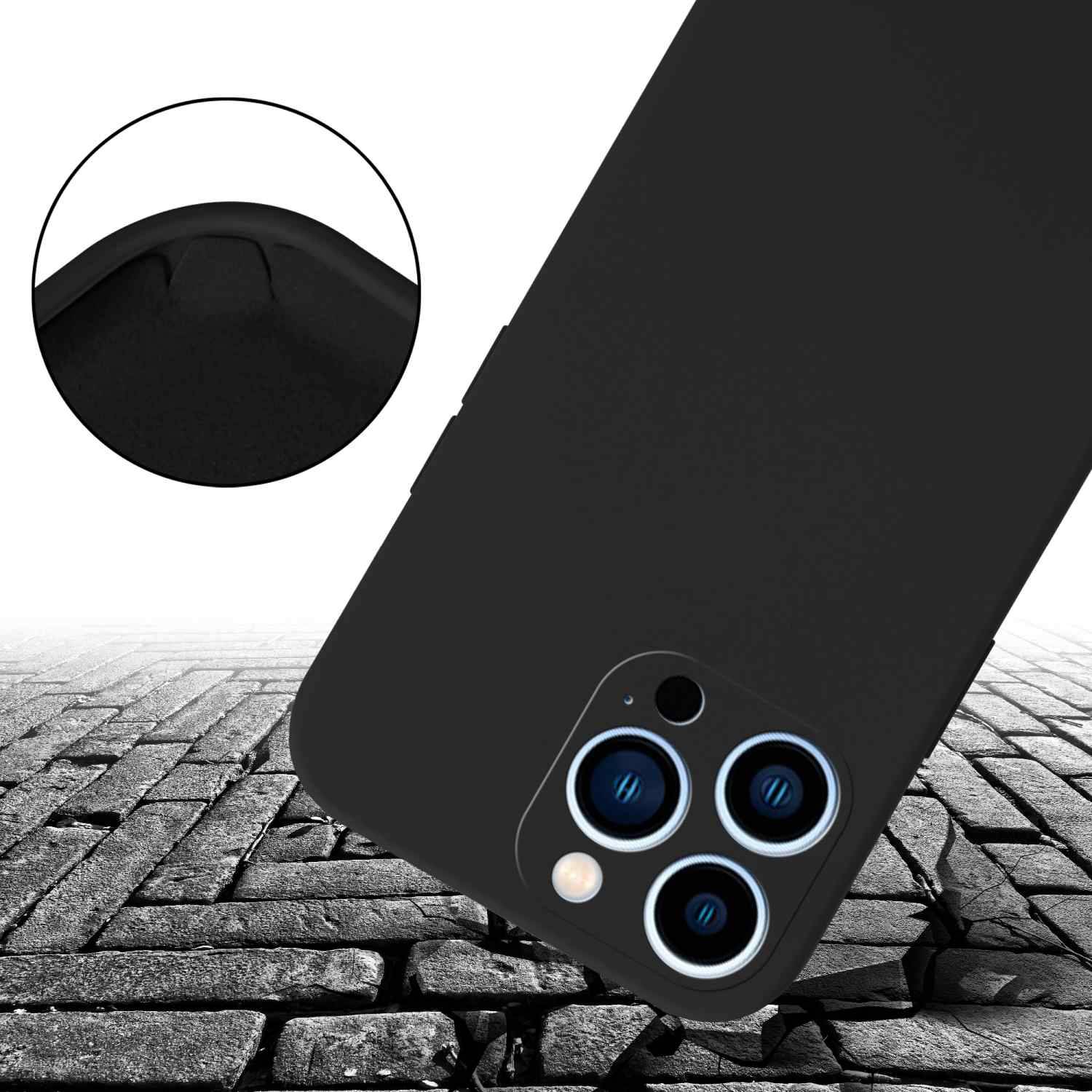 Cadorabo Schutzhülle für Apple iPhone 13 PRO MAX Hülle in Schwarz Handykette Etui längenverstellbar Kordel Band-4