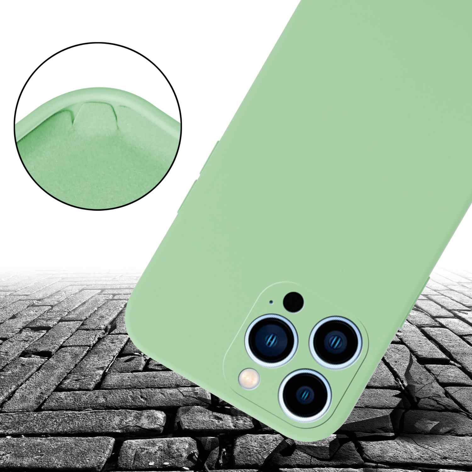 Cadorabo Schutzhülle für Apple iPhone 13 PRO MAX Hülle in Grün Handykette Etui längenverstellbar Kordel Band-4