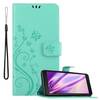 Cadorabo Hülle für Samsung Galaxy XCover 5 Schutz Hülle in Türkis Schutzhülle Handy Hülle Etui Case Blumen Flower
