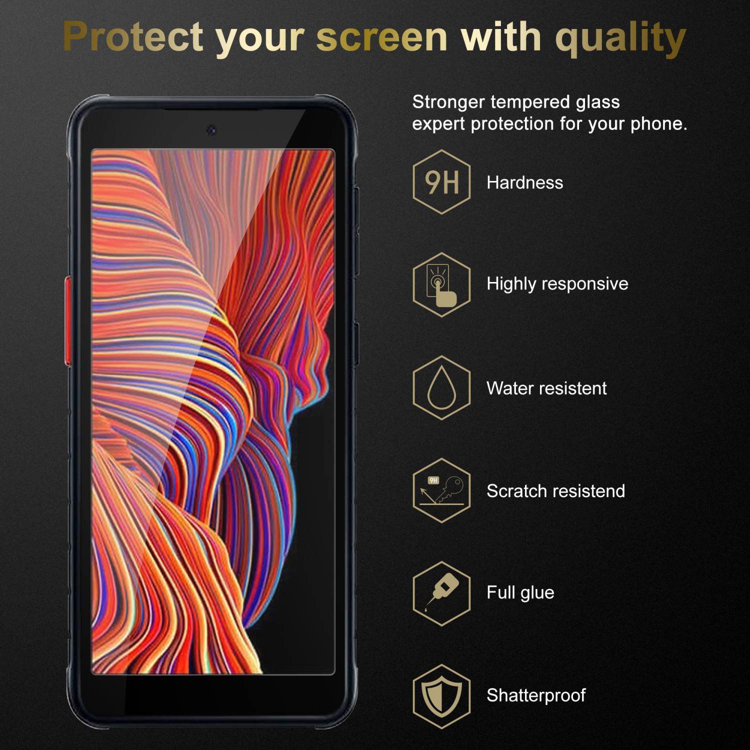 Cadorabo Panzerfolie für Samsung Galaxy XCover 5 Schutzfolie in Schwarz Vollbild Folie Tempered Display Schutzglas-1