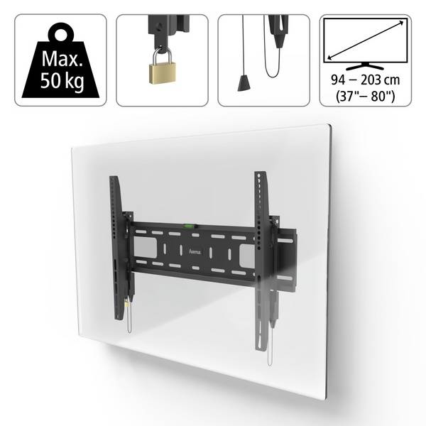 hama 00220861 TV-Wandhalterung, starr, Diebstahlschutz,  229 cm (90") bis 50 kg