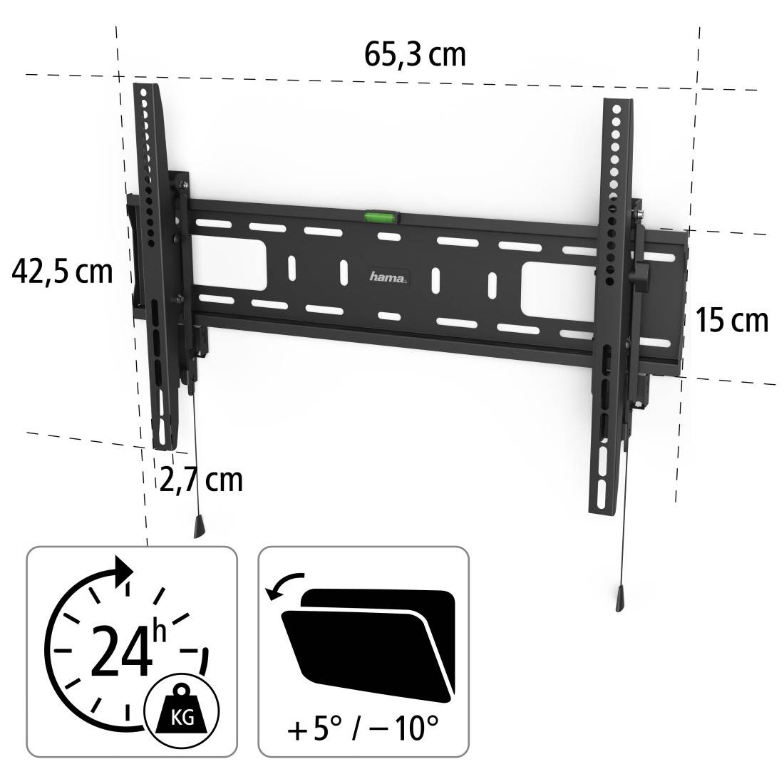 hama 00220862 TV-Wandhalterung, neigbar, Diebstahlschutz, 229 cm (90") bis 50 kg-0