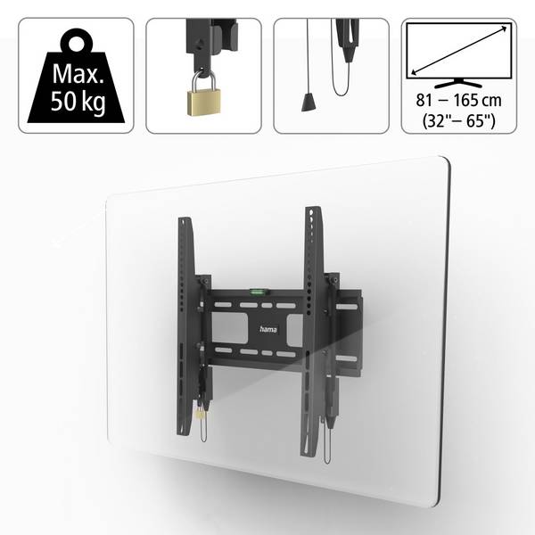 hama 00220858 TV-Wandhalterung, starr, Diebstahlschutz, 165 cm (65") bis 50 kg
