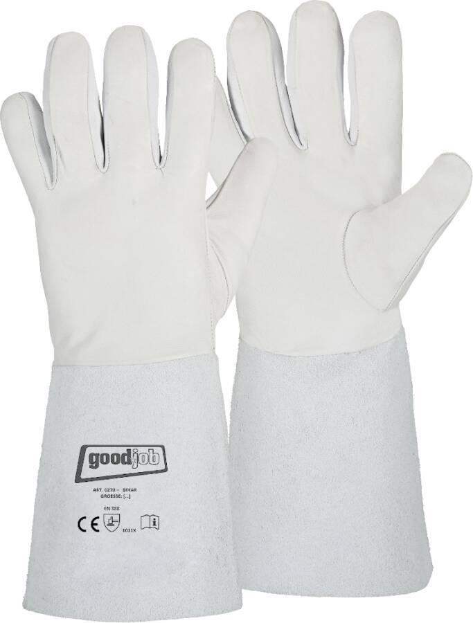 Vollnappaleder-Schutzhandschuh mit Spaltlederstulpe 71030811 Größe 11 Farbe naturfarben Trägermaterial Vollnappaleder mi-0