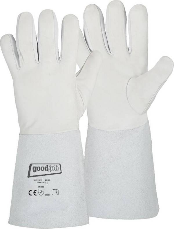 Vollnappaleder-Schutzhandschuh mit Spaltlederstulpe 71030810 Größe 10 Farbe naturfarben Trägermaterial Vollnappaleder mi