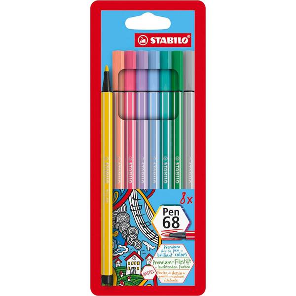 STABILO Pen 68, 8 Farben, Mehrfarbig, Rundspitze, 1 mm, Mehrfarbig, Hexagonal