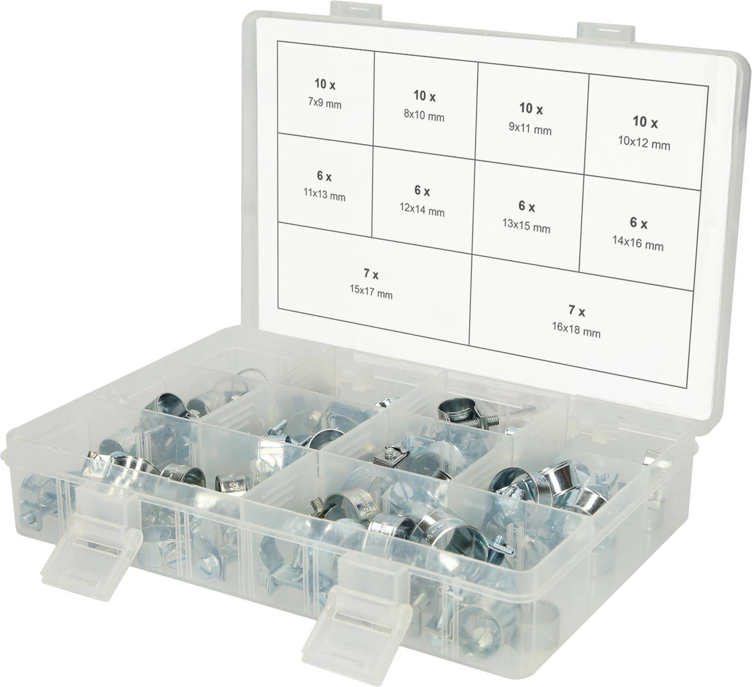 KS TOOLS Sortiment Mini-Schlauchklemmen,Ø 7-18mm, 78-tlg-0