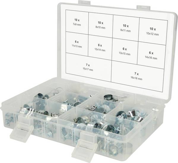 KS TOOLS Sortiment Mini-Schlauchklemmen,Ø 7-18mm, 78-tlg