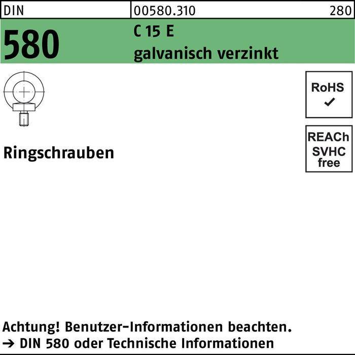 Ringschraube DIN 580 M 24 C 15 E galvanisch verzinkt galvanisch-0