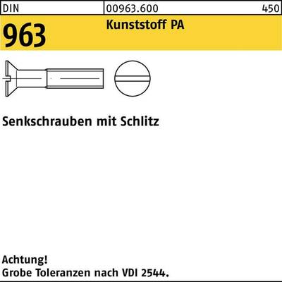 Senkschraube DIN 963 Schlitz M 4 x 10 Polyamid