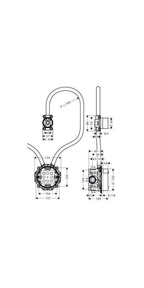 HG Grundkörper DN 20 Axor Elektro-WT-Misch UP f Wd-Mon-4