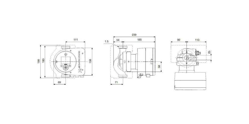 Grundfos Grundf Heizungsumwälzpumpe MAGNA3 Vers. 230 V PN 10 180mm T-4