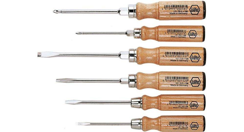 WIHA Schraubendrehersatz 162 HK6 SO 6-teilig Schlitz / PH Holzgriff-0