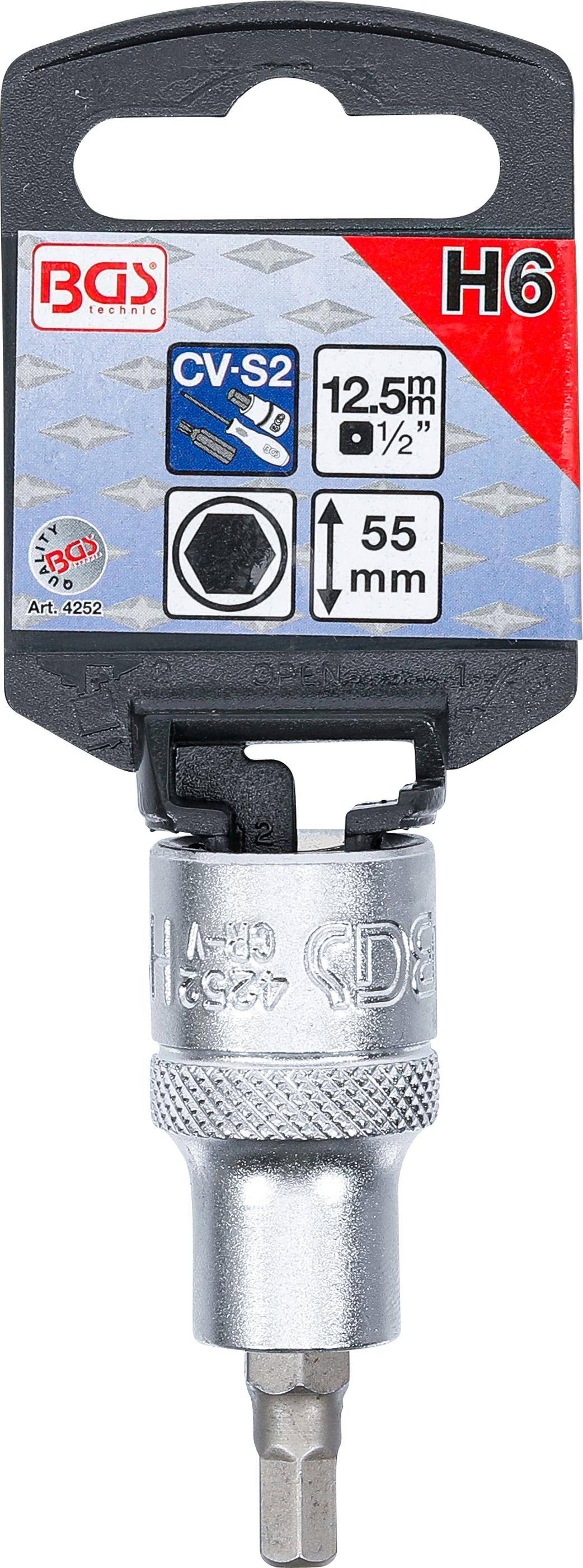 BGS 4252 Bit-Einsatz, Antrieb Innenvierkant 12,5 m m (1/2"), Innensechskant 6 mm-1