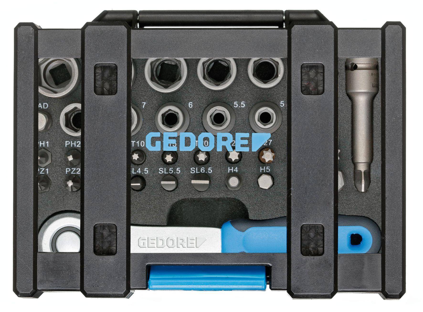 GEDORE 666-U-20 Bit-Steckschlüsselbox mit Knarre 1/4" 35-teilig-2